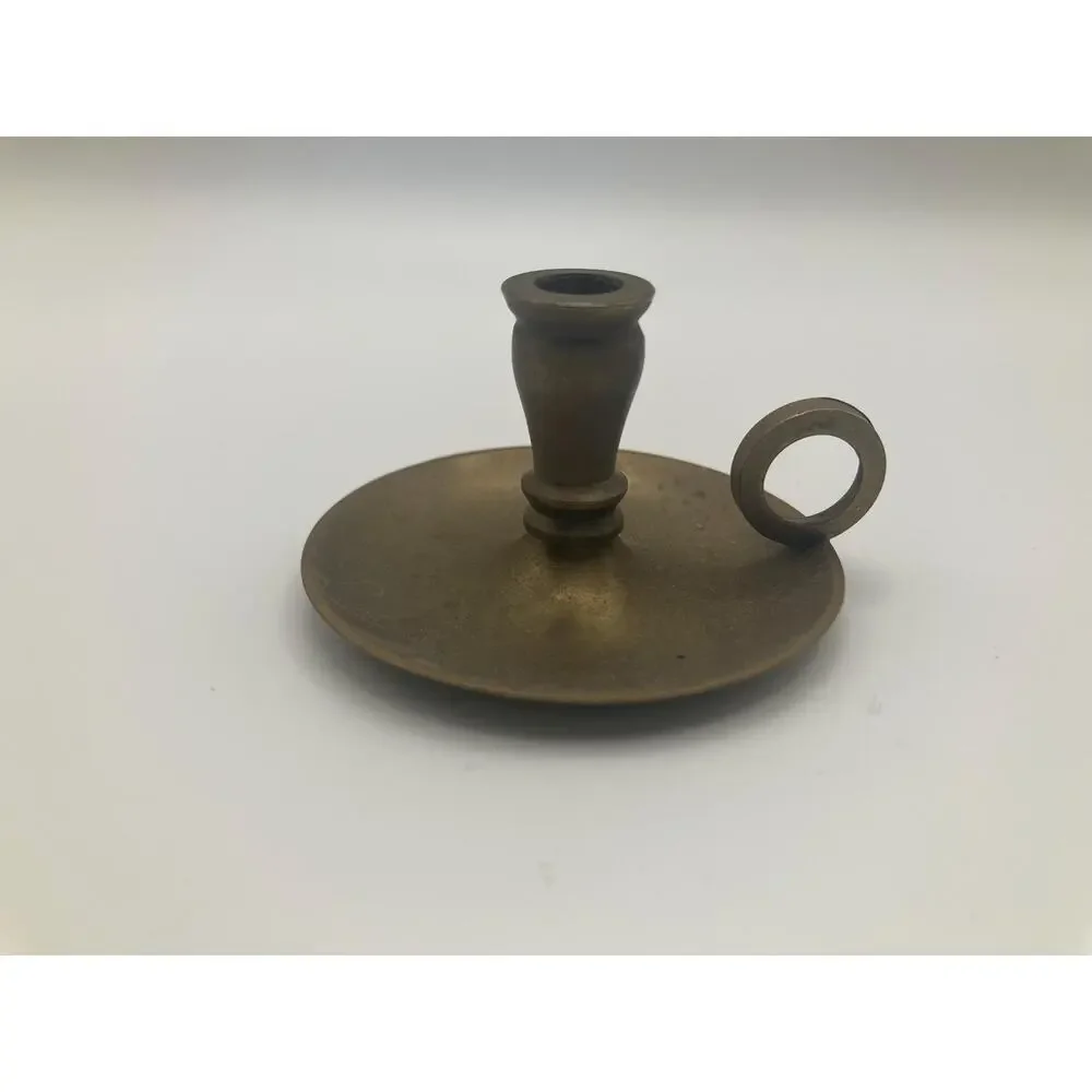 Vintage Brass Chamberstick Candle Holders Pair – Small Candlesticks Colonial